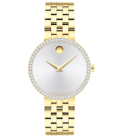 Movado Women's Museum Classic Diamond Pave Bezel Quartz Analog Bracelet Watch