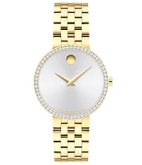 Movado Women's Museum Classic Diamond Pave Bezel Quartz Analog Bracelet Watch