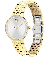 Movado Women's Museum Classic Diamond Pave Bezel Quartz Analog Bracelet Watch