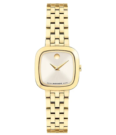 Movado Women's Museum Cushion Quartz Analog Gold Tone Stainless Steel Bracelet Watch