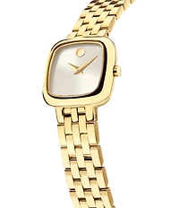 Movado Women's Museum Cushion Quartz Analog Gold Tone Stainless Steel Bracelet Watch
