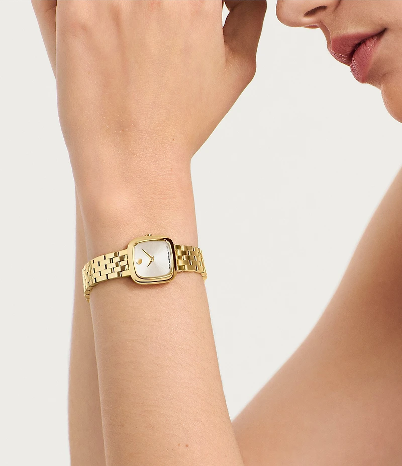 Movado Women's Museum Cushion Quartz Analog Gold Tone Stainless Steel Bracelet Watch