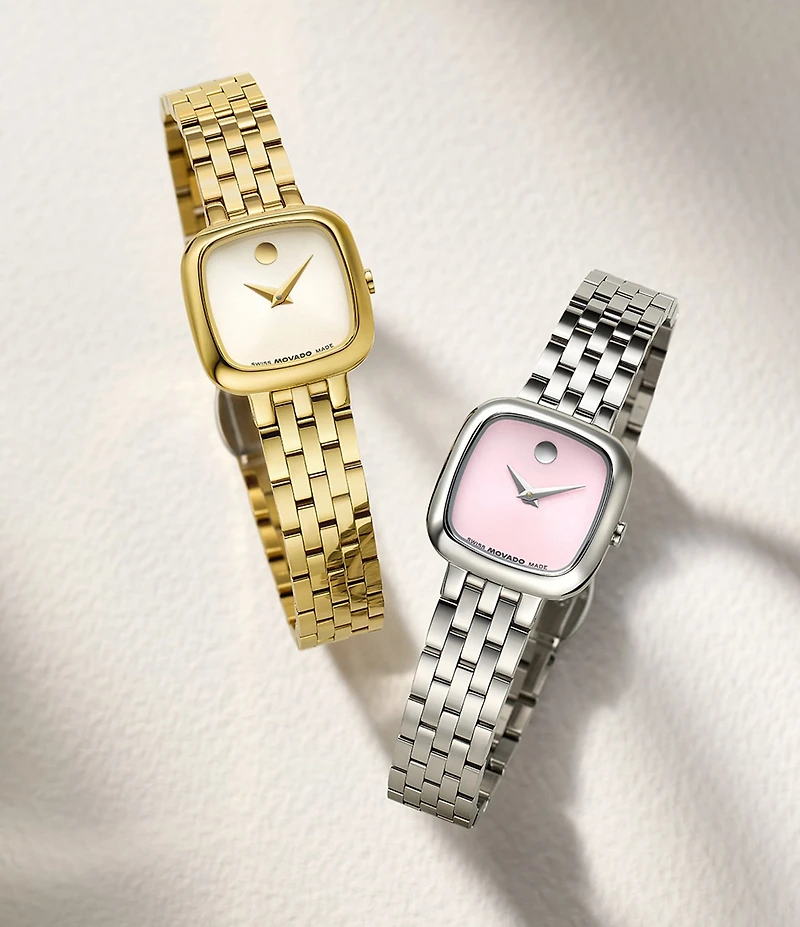 Movado Women's Museum Cushion Quartz Analog Gold Tone Stainless Steel Bracelet Watch