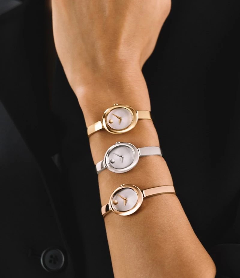 Movado Women's Museum Oval Quartz Analog Stainless Steel Bangle Bracelet Watch