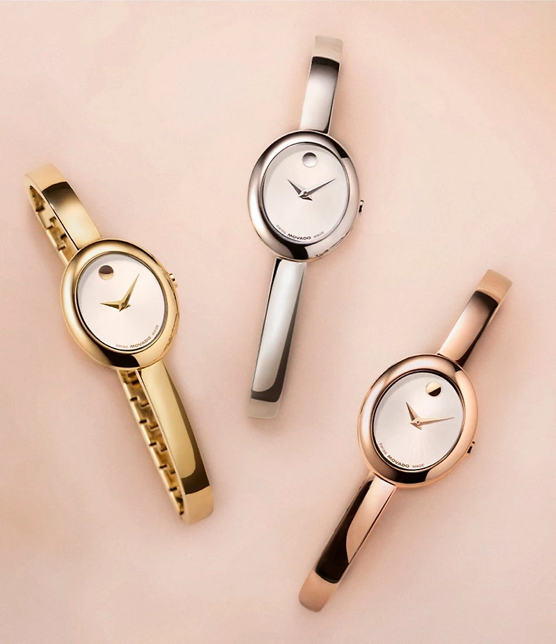 Movado Women's Museum Oval Quartz Analog Stainless Steel Bangle Bracelet Watch