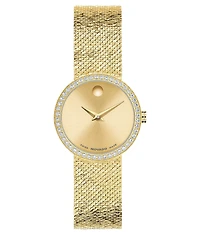 Movado Women's Museum Velura Quartz Analog Gold Tone Stainless Steel Mesh Bracelet Watch