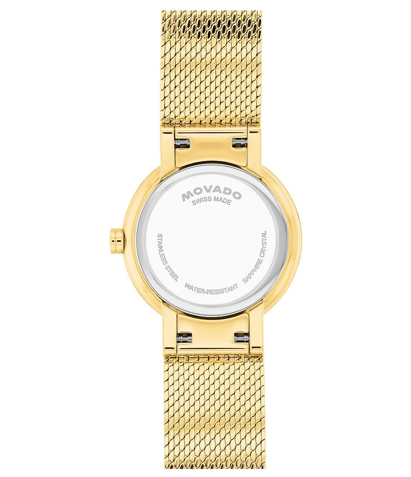 Movado Women's Museum Velura Quartz Analog Gold Tone Stainless Steel Mesh Bracelet Watch