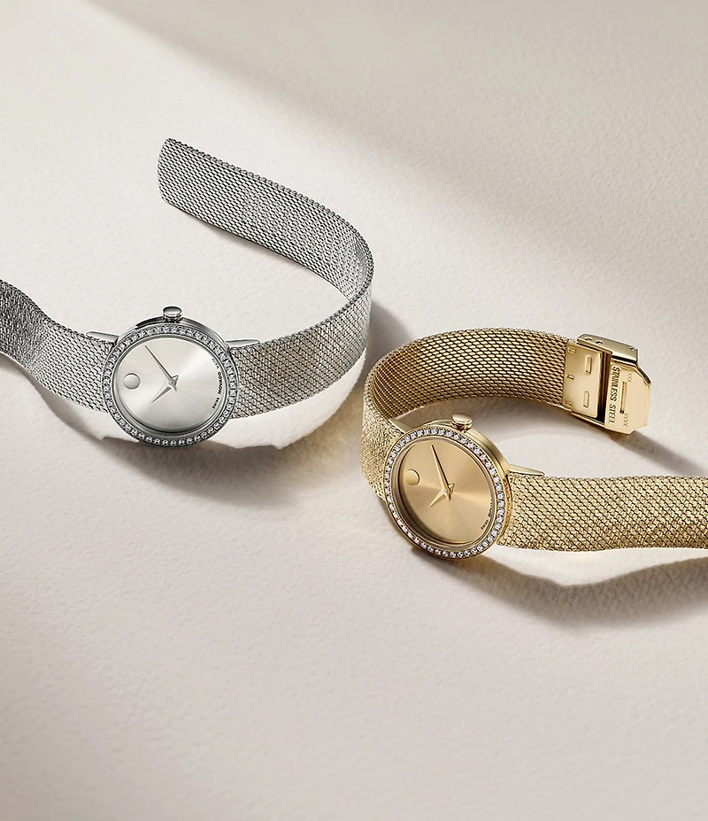 Movado Women's Museum Velura Quartz Analog Gold Tone Stainless Steel Mesh Bracelet Watch