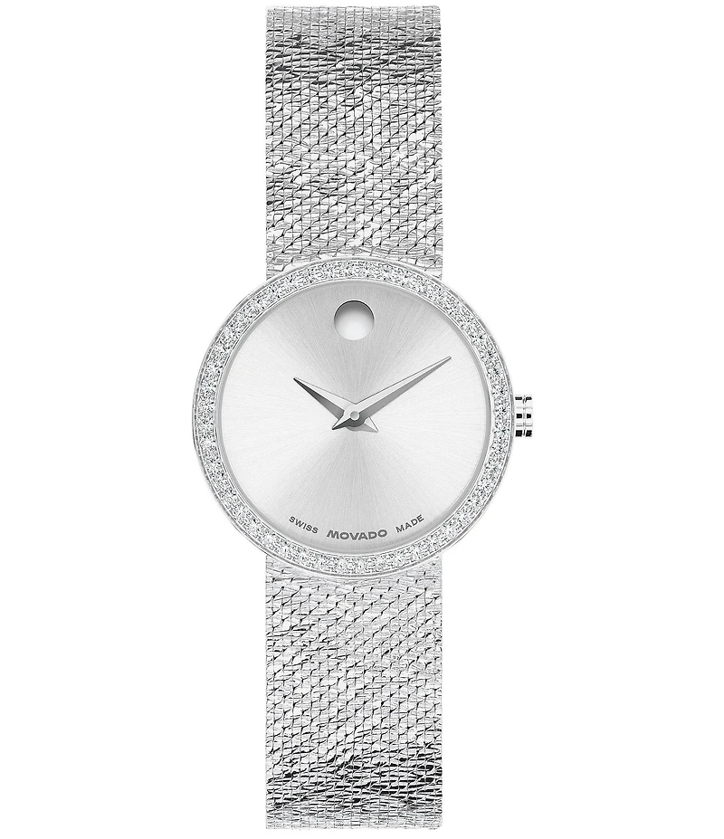 Movado Women's Museum Velura Quartz Analog Stainless Steel Sunray Mesh Bracelet Watch