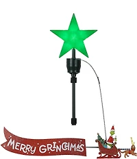 Mr. Christmas LED Lighted Grinch Sleigh Animated Tree Topper with Banner