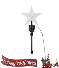 Mr. Christmas LED Lighted Grinch Sleigh Animated Tree Topper with Banner