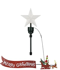 Mr. Christmas LED Lighted Grinch Sleigh Animated Tree Topper with Banner