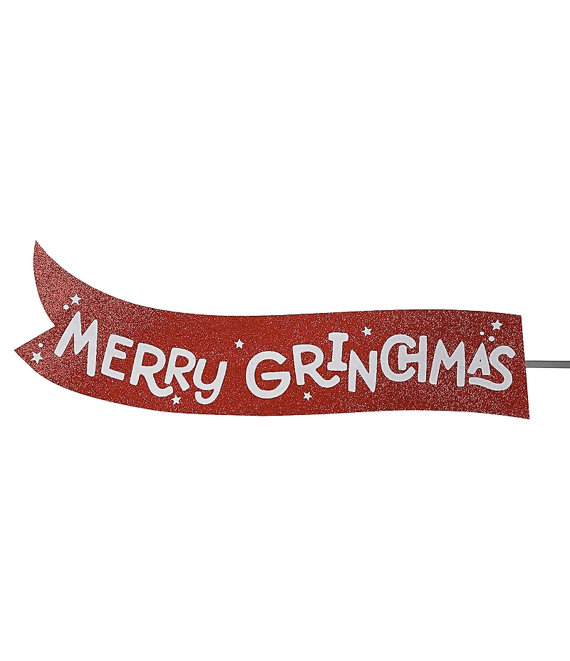 Mr. Christmas LED Lighted Grinch Sleigh Animated Tree Topper with Banner