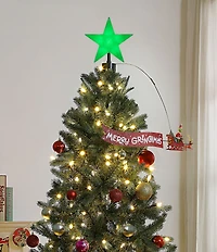 Mr. Christmas LED Lighted Grinch Sleigh Animated Tree Topper with Banner