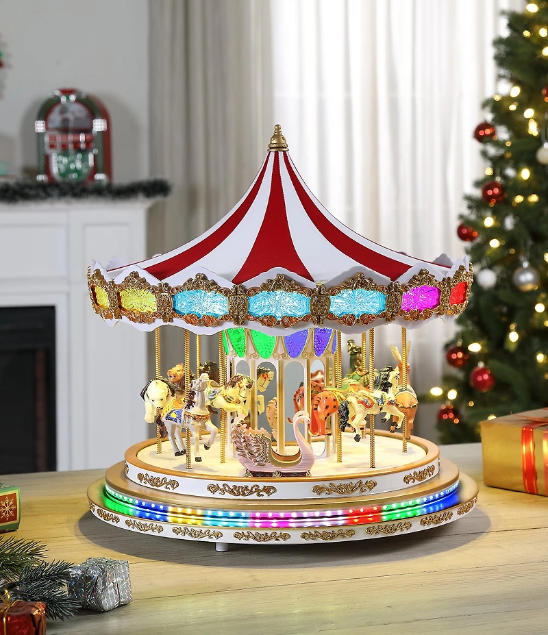 Mr. Christmas RGB Light Show Carousel Figurine