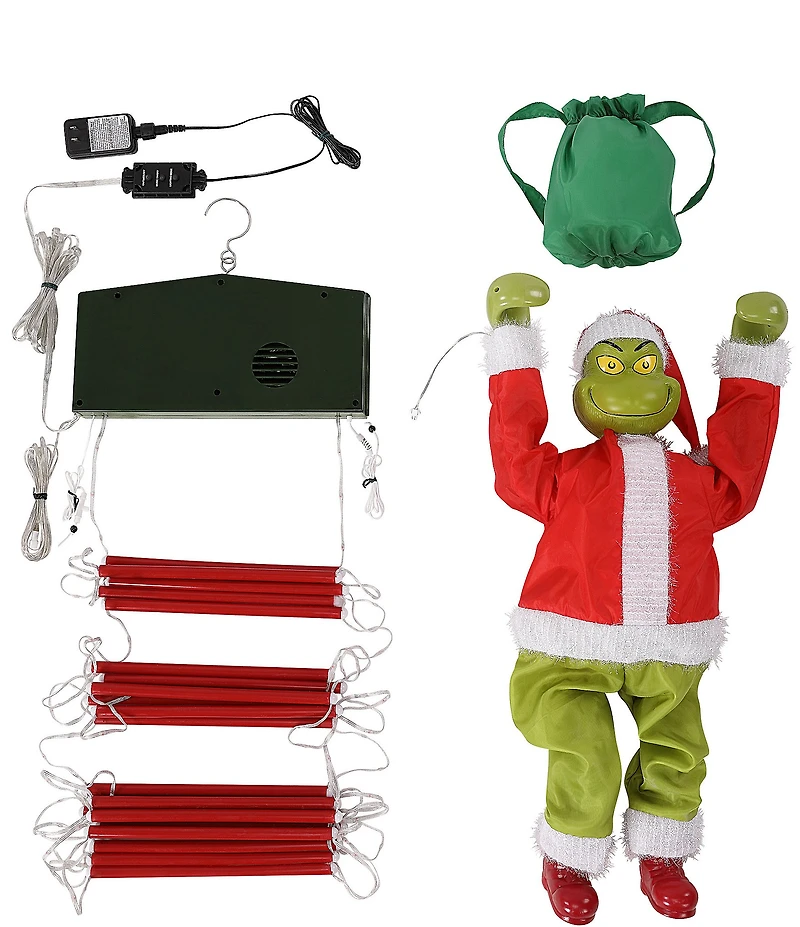 Mr. Christmas 10ft. Outdoor Rope Ladder Climbing Animated Grinch Decor