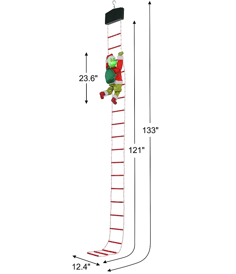 Mr. Christmas 10ft. Outdoor Rope Ladder Climbing Animated Grinch Decor