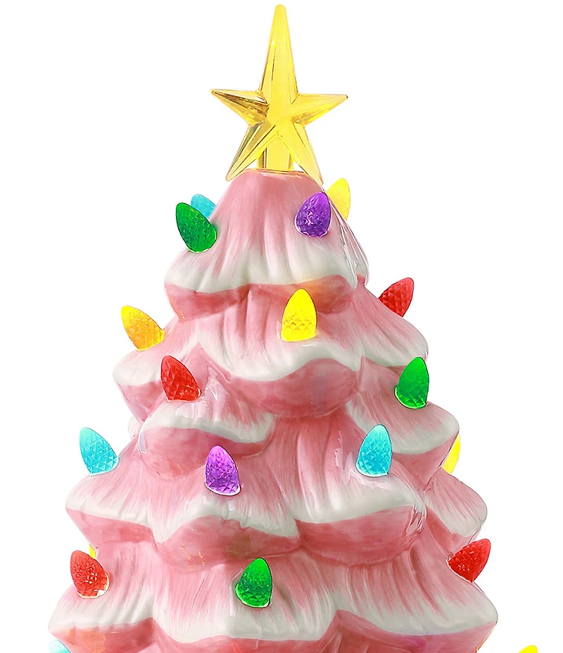 Mr. Christmas 12-Inch LED - Lightning Nostalgic Pink Ceramic Christmas Tree