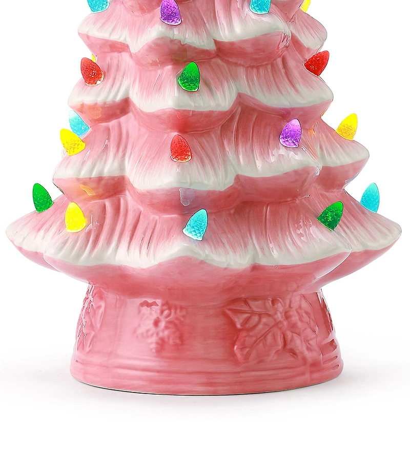 Mr. Christmas 12-Inch LED - Lightning Nostalgic Pink Ceramic Christmas Tree