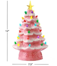Mr. Christmas 12-Inch LED - Lightning Nostalgic Pink Ceramic Christmas Tree