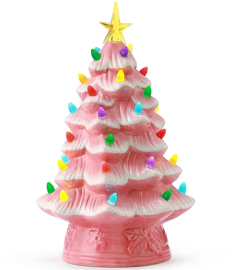 Mr. Christmas 12-Inch LED - Lightning Nostalgic Pink Ceramic Christmas Tree