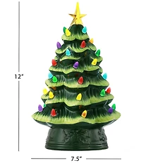 Mr. Christmas 12-Inch LED -Lightning Nostalgic Green Ceramic Christmas Tree