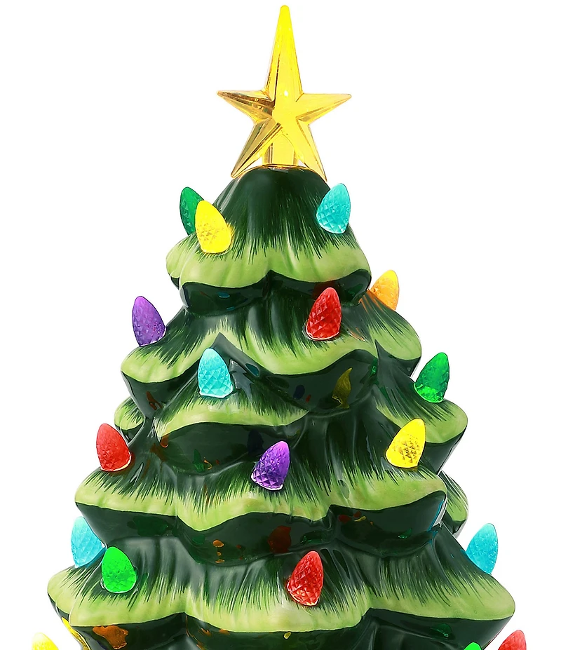 Mr. Christmas 12-Inch LED -Lightning Nostalgic Green Ceramic Christmas Tree