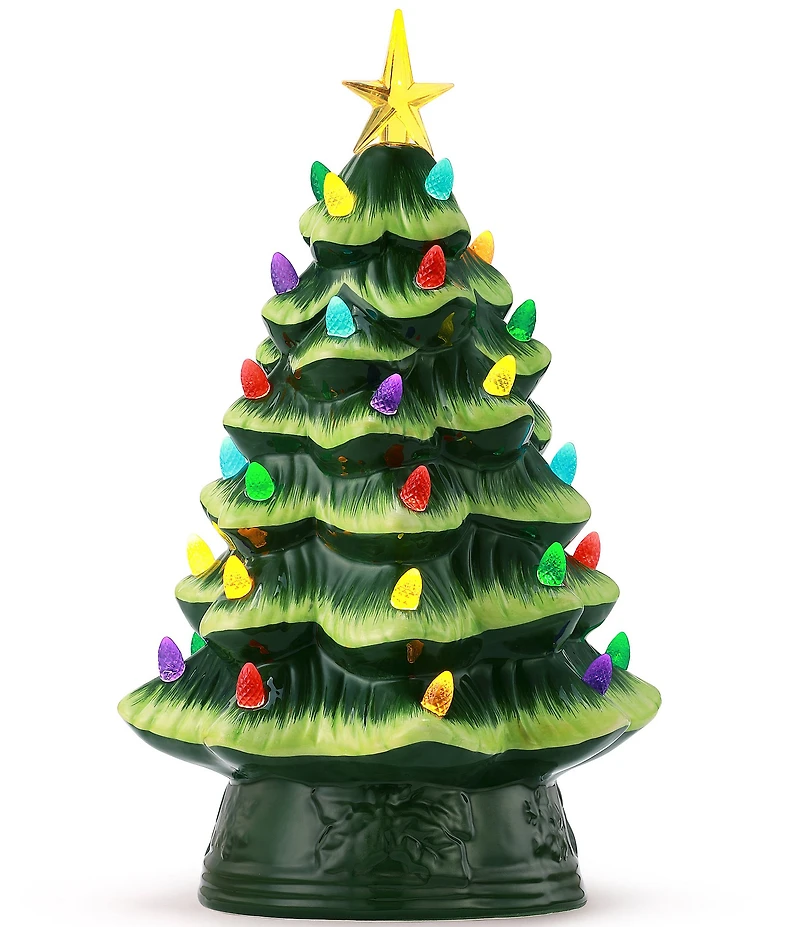 Mr. Christmas 12-Inch LED -Lightning Nostalgic Green Ceramic Christmas Tree