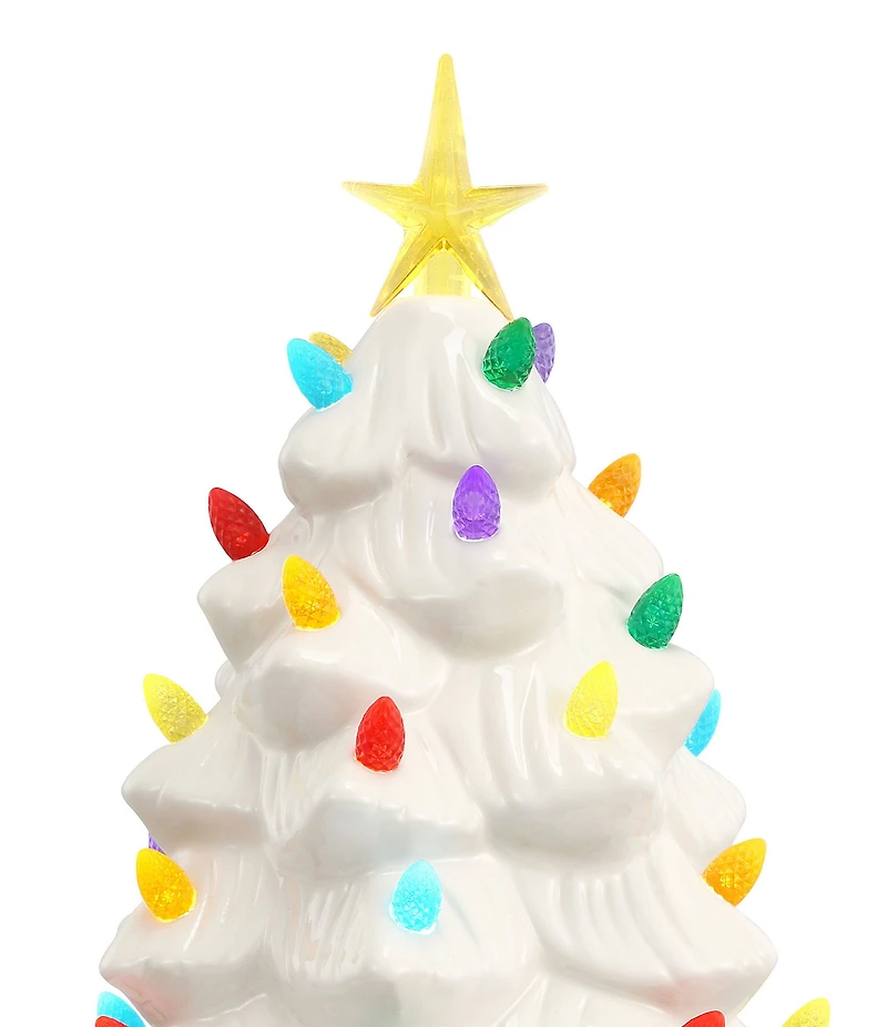 Mr. Christmas 12-Inch LED -Lightning Nostalgic White Ceramic Christmas Tree