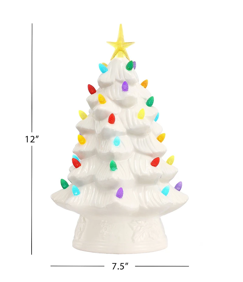 Mr. Christmas 12-Inch LED -Lightning Nostalgic White Ceramic Christmas Tree