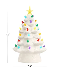 Mr. Christmas 12-Inch LED -Lightning Nostalgic White Ceramic Christmas Tree