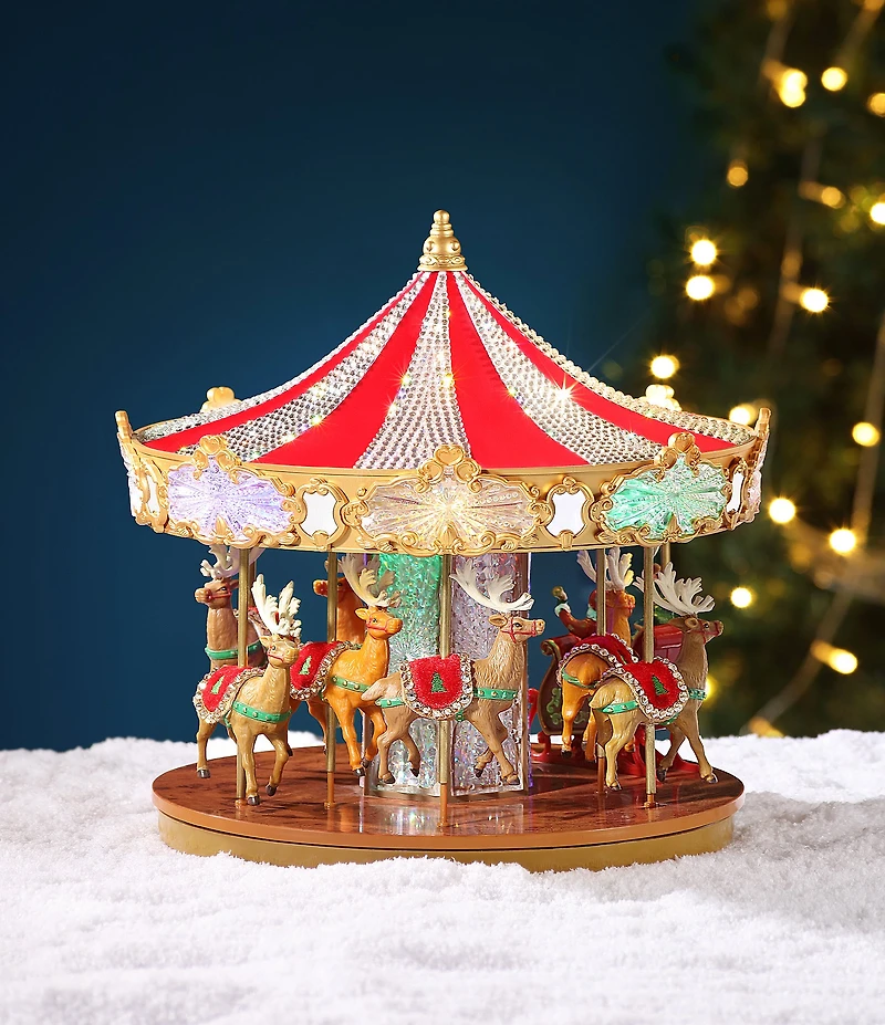 Mr. Christmas 12#double; LED Lighted Animated Crystal Very Merry Musical Carousel Figurine