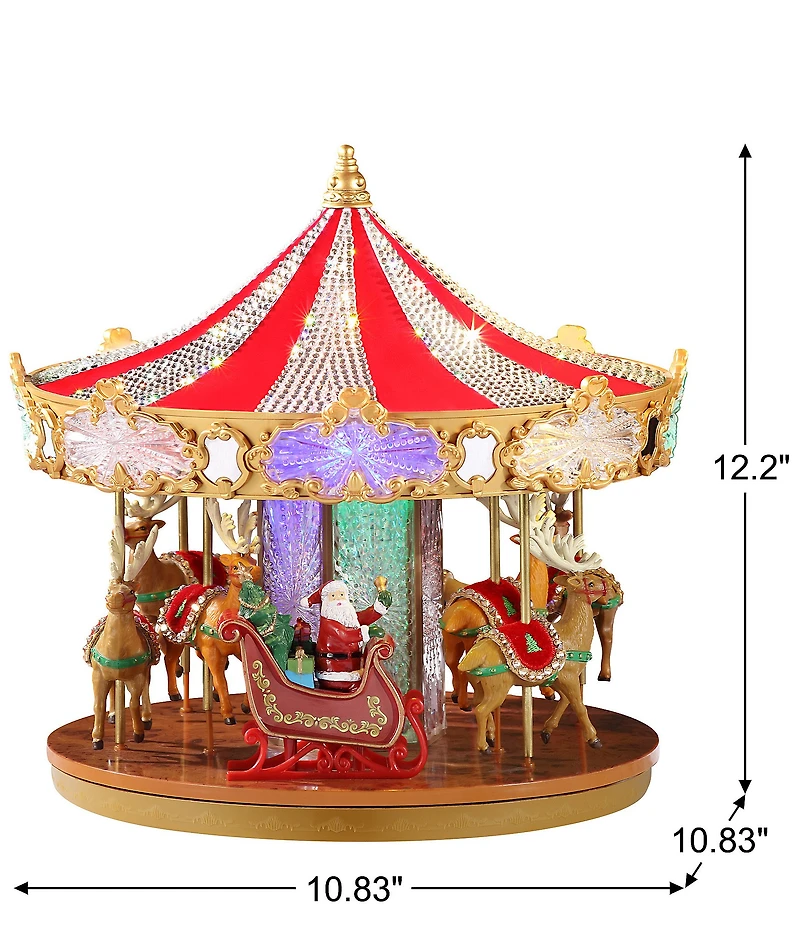 Mr. Christmas 12#double; LED Lighted Animated Crystal Very Merry Musical Carousel Figurine