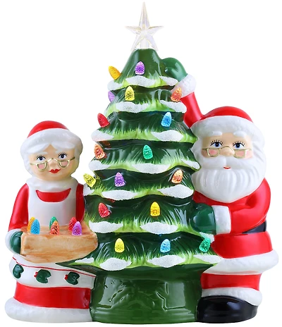 Mr. Christmas 12#double; Santa & Mrs. Claus Deck the Halls LED Nostalgic Tree Figurine