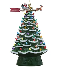 Mr. Christmas 16#double; Lit Ceramic Tree with Animated Santa's Sleigh