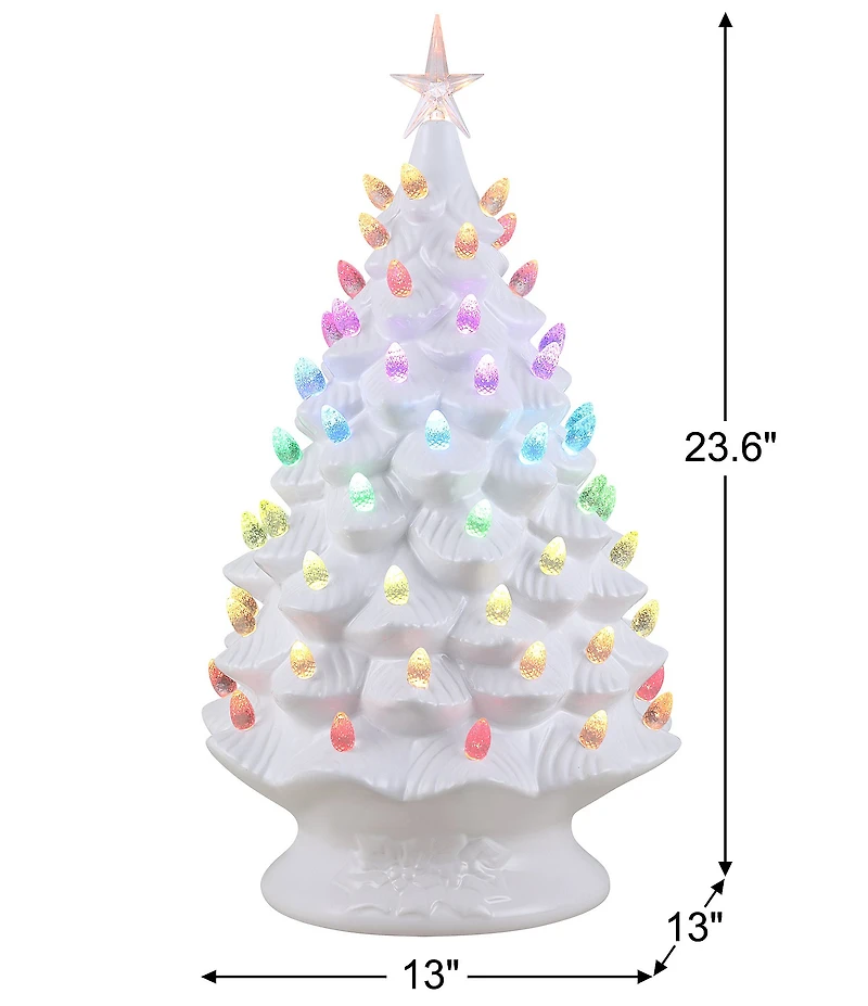 Mr. Christmas 24-inch Nostalgic Ceramic Tree with RGB Lightshow Tabletop Decor