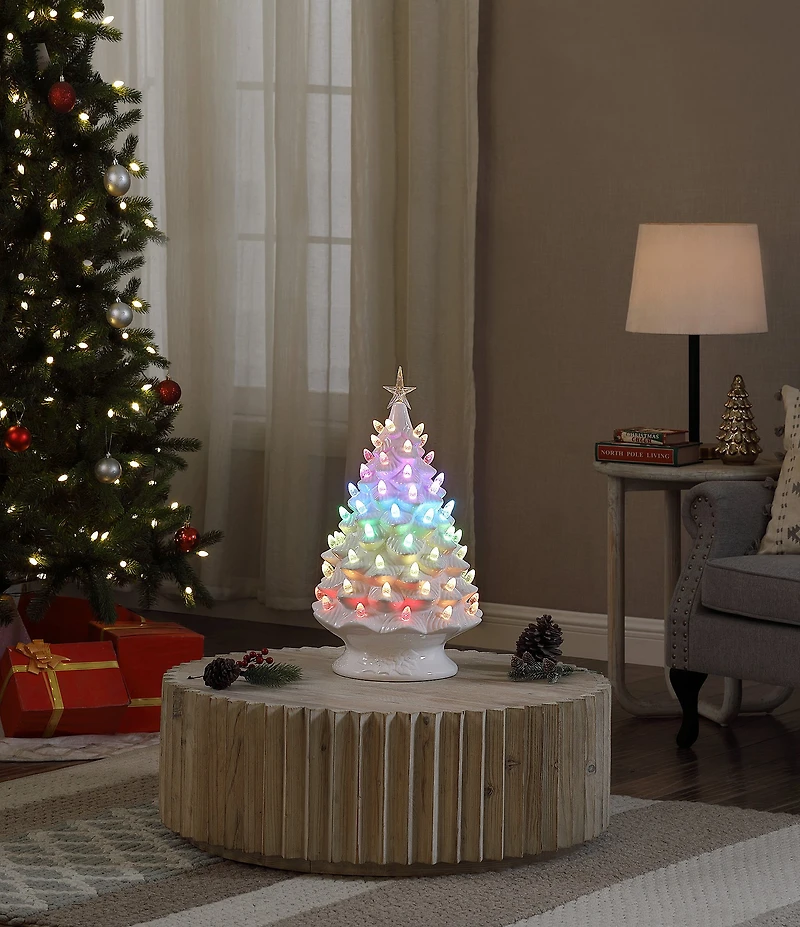 Mr. Christmas 24-inch Nostalgic Ceramic Tree with RGB Lightshow Tabletop Decor