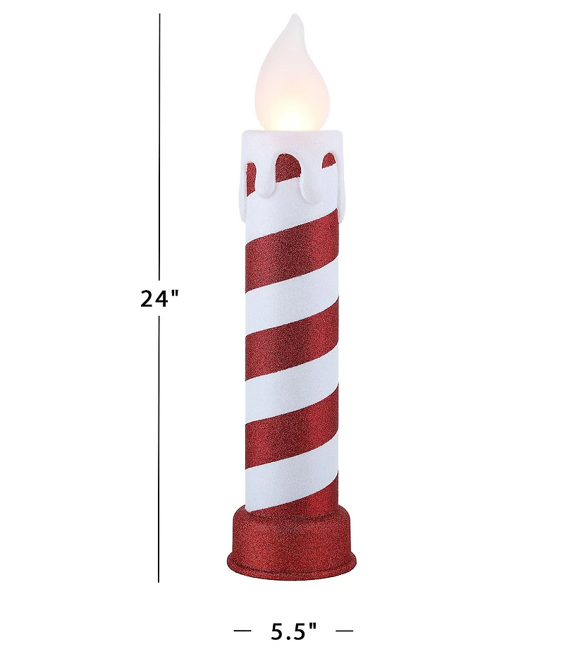 Mr. Christmas 24#double; LED Lighted Striped Blow Mold Candle