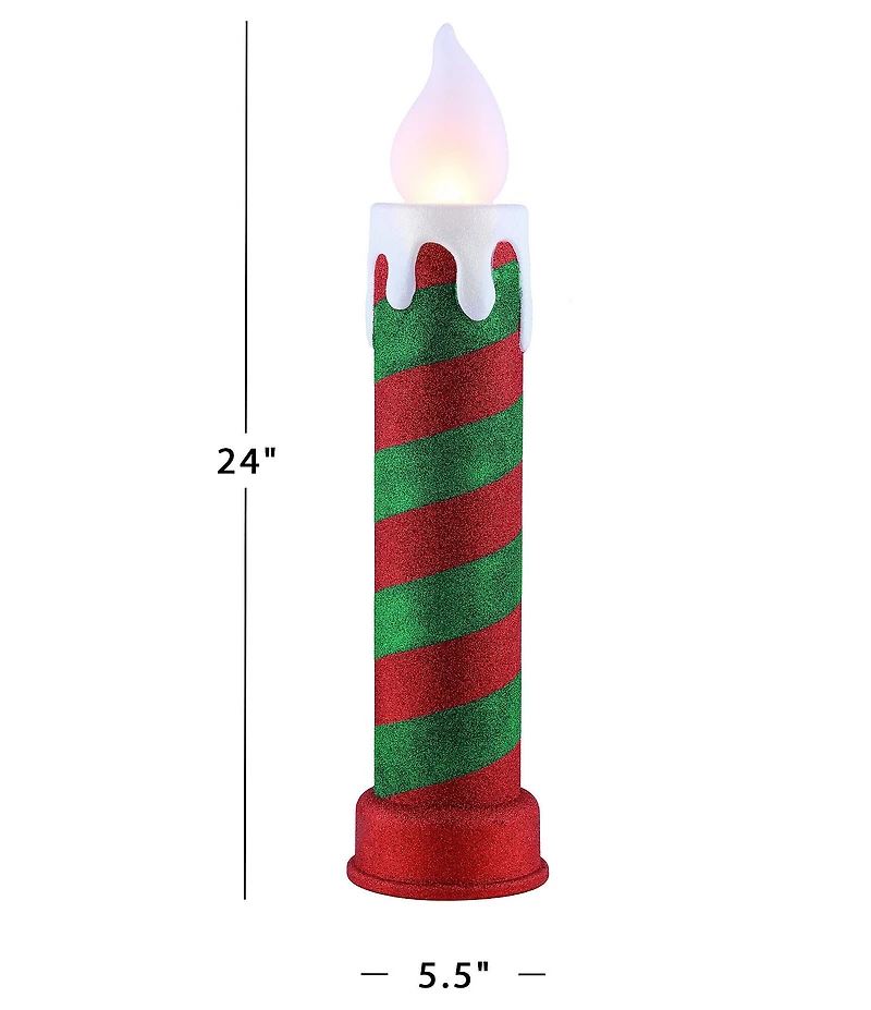 Mr. Christmas 24#double; LED Lighted Striped Blow Mold Candle