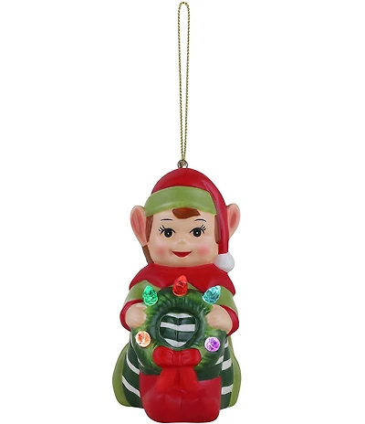 Mr. Christmas 4.5#double; Nostalgic Ceramic LED Elf Ornament