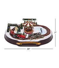 Mr. Christmas 90th Anniversary Going Home for the Holidays Animated Winter Wonderland Train and Carousel