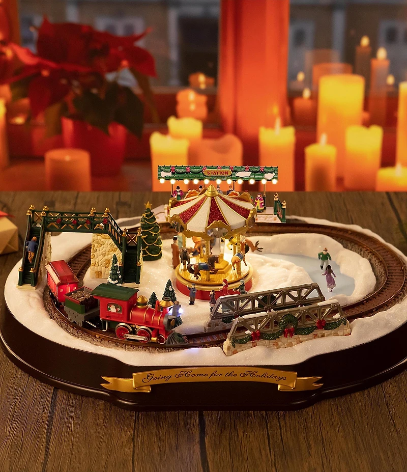 Mr. Christmas 90th Anniversary Going Home for the Holidays Animated Winter Wonderland Train and Carousel