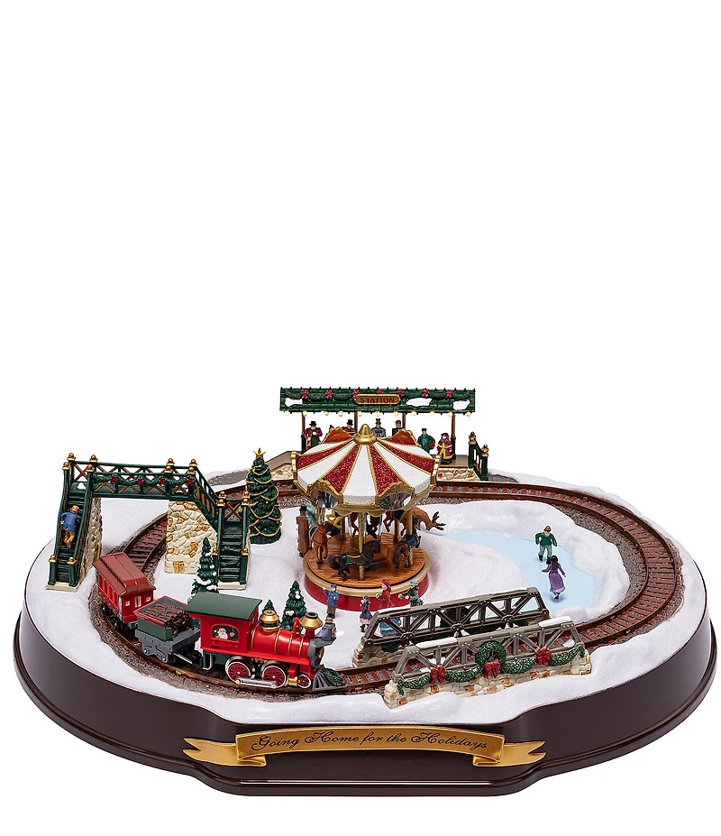 Mr. Christmas 90th Anniversary Going Home for the Holidays Animated Winter Wonderland Train and Carousel