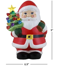 Mr. Christmas Battery-Operated 9-Inch Nostalgic Ceramic Lit Santa Figurine