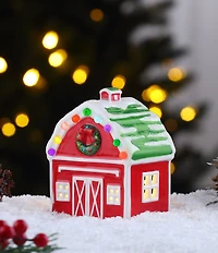 Mr. Christmas Battery-Operated 5-Inch Nostalgic Miniature Ceramic Village Barn