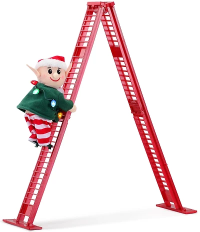 Mr. Christmas Battery-Operated Animated Ladder Climbing Santa's Elf Tabletop Decor