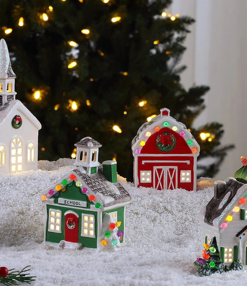 Mr. Christmas Battery-Operated Nostalgic Ceramic Village Schoolhouse
