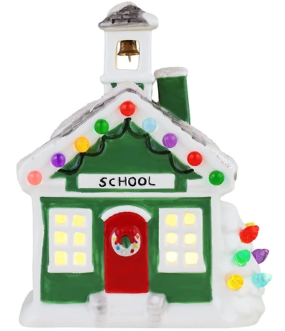 Mr. Christmas Battery-Operated Nostalgic Ceramic Village Schoolhouse