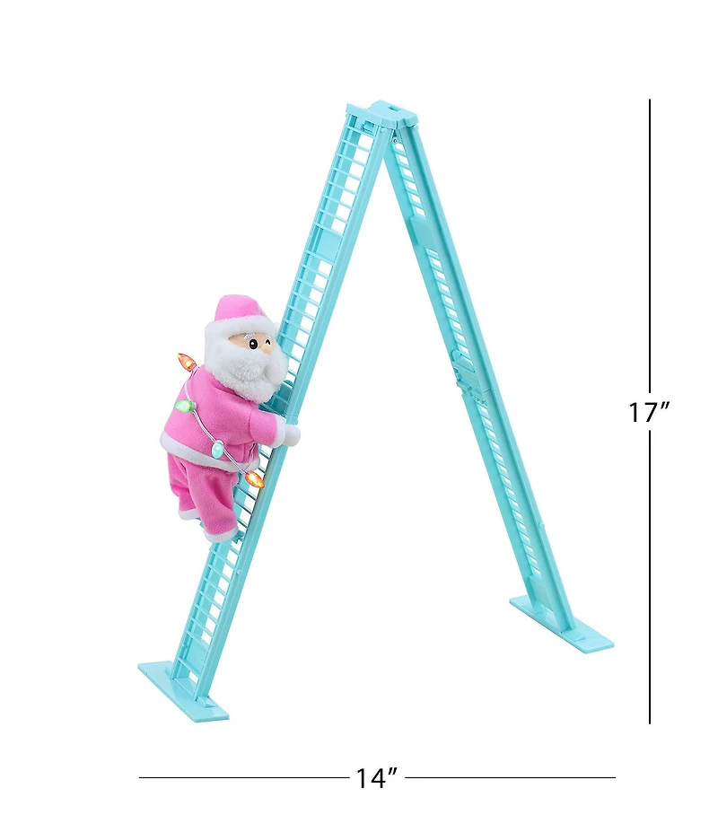 Mr. Christmas Battery-Operated Super Climbing Santa Animated Pastel Christmas Ladder Tabletop Decor
