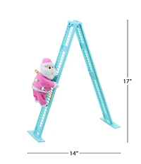 Mr. Christmas Battery-Operated Super Climbing Santa Animated Pastel Christmas Ladder Tabletop Decor